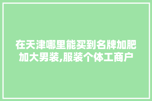 在天津哪里能买到名牌加肥加大男装,服装个体工商户名字。 饮食技巧