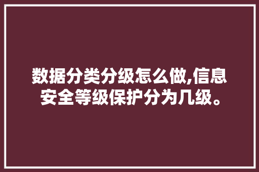 数据分类分级怎么做,信息安全等级保护分为几级。