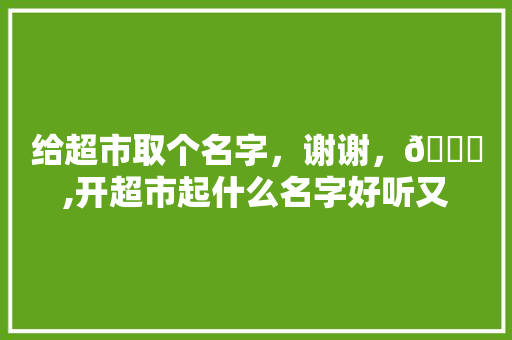 给超市取个名字，谢谢，😄,开超市起什么名字好听又好记女生两个字。 综合便民