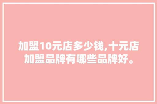加盟10元店多少钱,十元店加盟品牌有哪些品牌好。