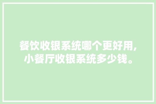 餐饮收银系统哪个更好用,小餐厅收银系统多少钱。