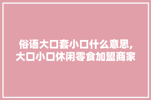 俗语大口套小口什么意思,大口小口休闲零食加盟商家怎么样。 健康生活