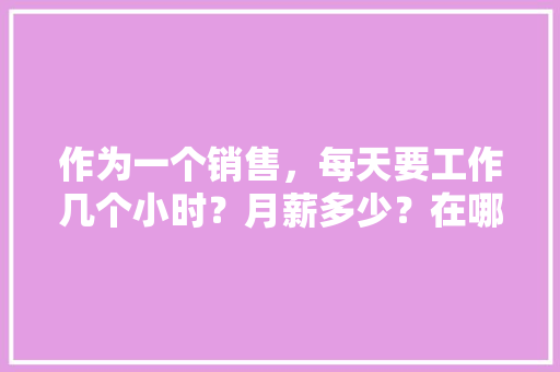 作为一个销售，每天要工作几个小时？月薪多少？在哪个城市,营销是做什么工作。