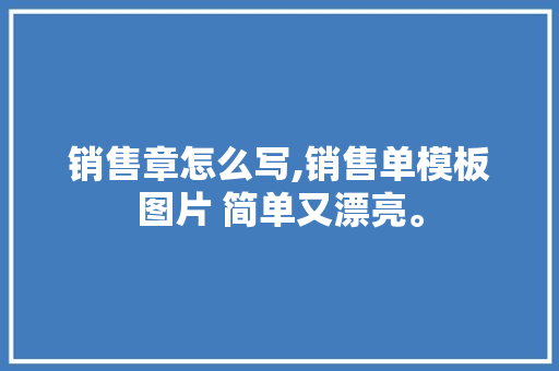 销售章怎么写,销售单模板图片 简单又漂亮。