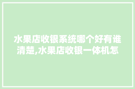 水果店收银系统哪个好有谁清楚,水果店收银一体机怎么用的。