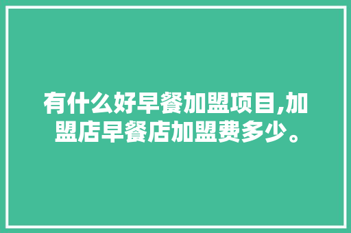 有什么好早餐加盟项目,加盟店早餐店加盟费多少。