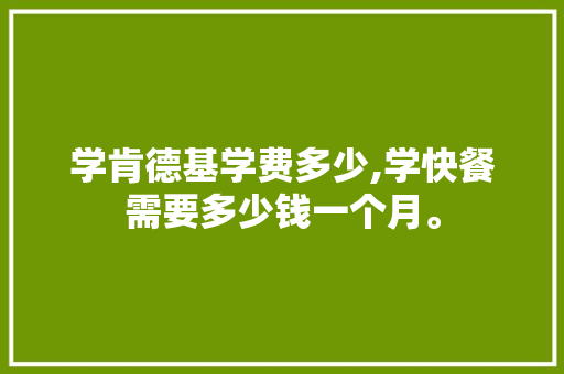 学肯德基学费多少,学快餐需要多少钱一个月。