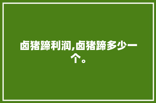 卤猪蹄利润,卤猪蹄多少一个。