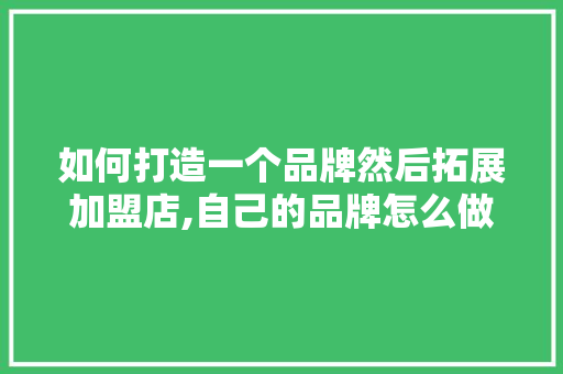 如何打造一个品牌然后拓展加盟店,自己的品牌怎么做加盟推广赚钱呢。